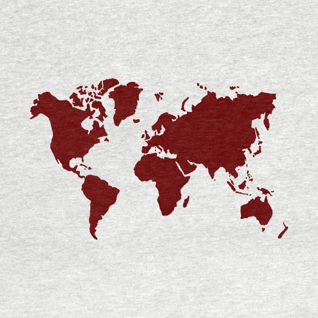 carmine red world map by dreamtravel